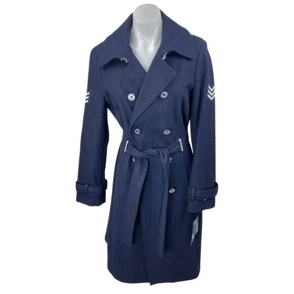 NEW Tommy Hilfiger Women’s Blue US Air Force Military Trench Coat Jacket Size S - Picture 3 of 10